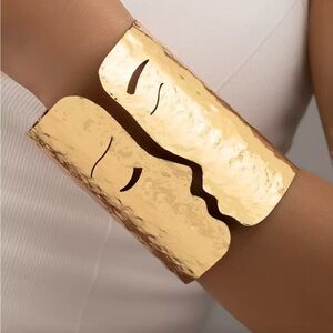 NOCTURNE Sculpted Face Gold Cuff Bracelet